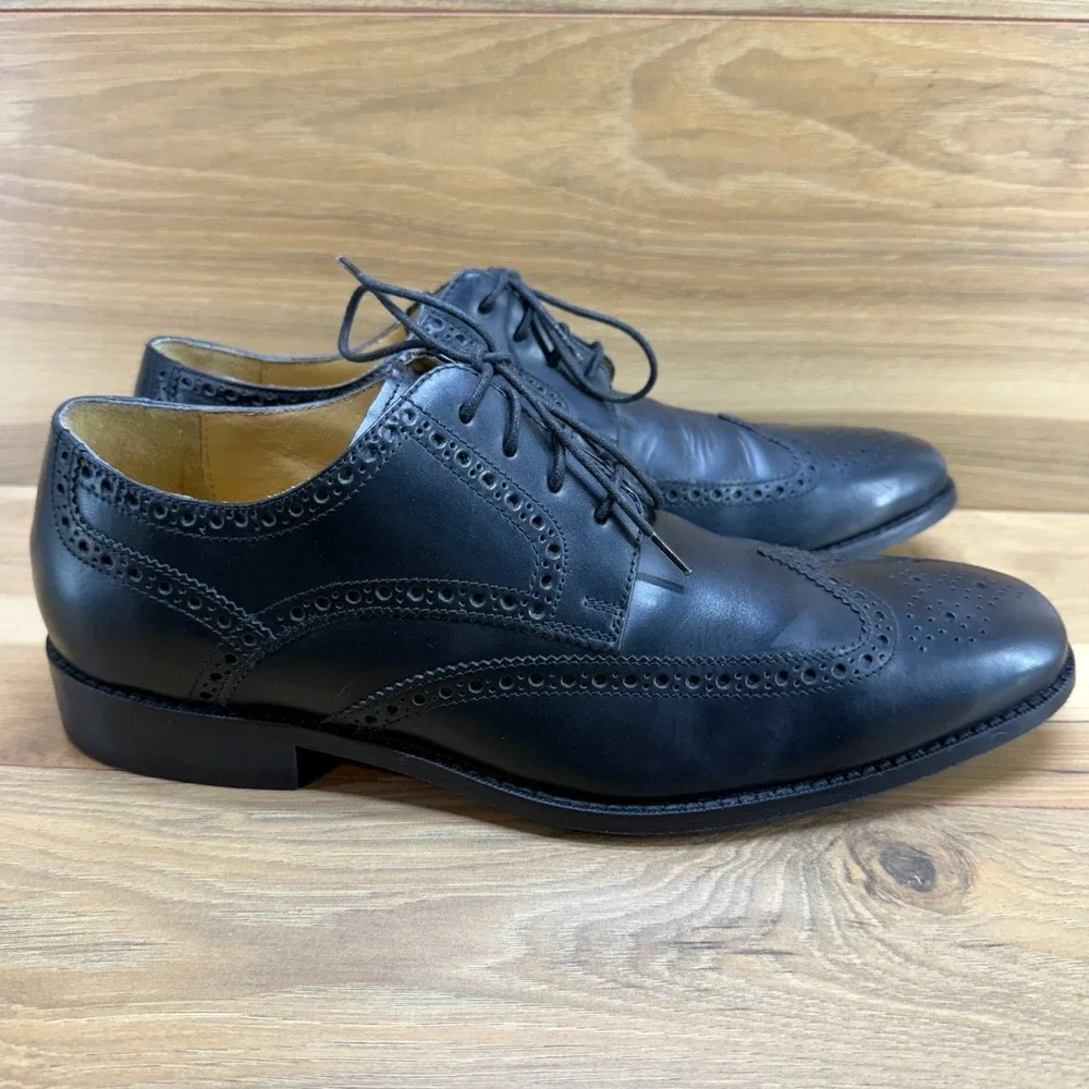 Cole Haan Wingtip Oxfords Mens 11 M Black‎ Leather Dress Shoes